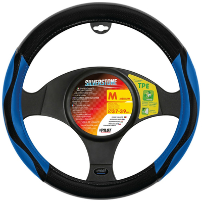 ΚΑΛΥΜΜΑ ΤΙΜΟΝΙΟΥ SILVERSTONE (M) 37/39 cm CARBON /ΜΑΥΡO-ΜΠΛΕ ΔΕΡΜΑΤΙΝΗ ΑΟΣΜΟ ECO-FRIENDLY