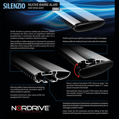 ΜΠΑΡΕΣ ΟΡΟΦΗΣ ΑΝΟΔΙΩΜΕΝΟΥ ΑΛΟΥΜΙΝΙΟΥ SILENZIO (M) 120 cm NORDRIVE - 2 ΤΕΜ.