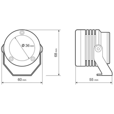 ΠΡΟΒΟΛΕΙΣ ΣΤΡΟΓΓΥΛΟΙ  ΜΕ ΒΑΣΗ O-LUX 1LED SMD 6000K 1800LM 12V 18W  ΚΑΡΦΙ 36Δχ68Υχ55Β mm ΜΠΛΕ 2 ΤΕΜ
