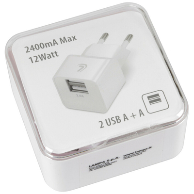 ΦΟΡΤΙΣΤΗΣ ME OIKIAKH ΠΡΙΖΑ 220/240V 12W 2400mA ΜΕ 2 ΘΥΡΕΣ USB (A+A) LAMPA - 1 ΤΕΜ