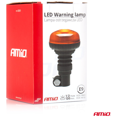 ΦΑΡΟΣ ΠΕΡΙΣΤΡΕΦΟΜΕΝΟΣ LED MINI 12/24V 18SMD ΕΛΑΣΤΙΚΟΣ ΒΙΔΩΤΟΣ ΠΟΡΤΟΚΑΛΙ 138x86mm AMIO -1 ΤΕΜ.