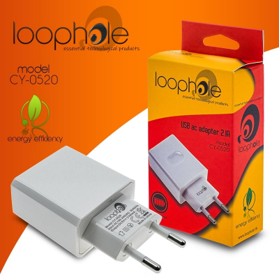 LOOPHOLE Premium Travel Adapter 2.1A White
