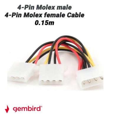 Gembird 4-Pin Molex male - 4-Pin Molex female Cable 0.15m