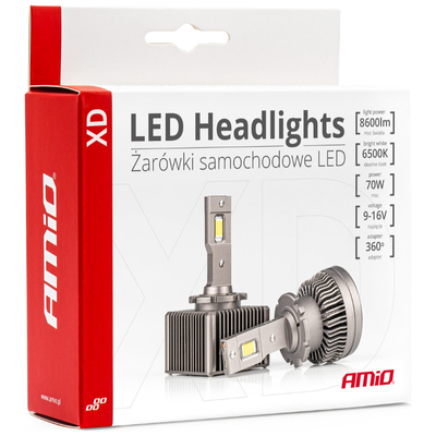 ΛΑΜΠΕΣ LED ΜΕ ΨΥΚΤΡΑ D2S/D2R 9-16V 70W 6.500K 8600lm XD SERIES AMIO - 2 ΤΕΜ.