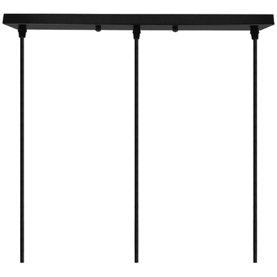 DIY Ροζέτα Φωτιστικού Μαύρη Ορθογώνια 500x50mm με 3 Τρύπες GloboStar 90822