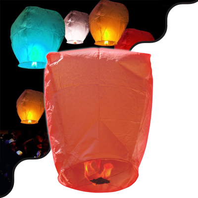 GloboStar® 35214 Ιπτάμενο Φαναράκι - Sky Lantern για Δεξιώσεις - Γιορτές - Κόκκινο Φ40 x Υ70cm