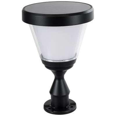 GloboStar® ARVENT 90534 Αυτόνομο Ηλιακό Φωτιστικό Κήπου - Κολωνάκι Αρχιτεκτονικού Φωτισμού Εξωτερικού Χώρου LED 10W 330lm 120° με Ενσωματωμένο Φωτοβολταϊκό Panel 6V 2W & Επαναφορτιζόμενη Μπαταρία Li-ion 3.2V 1800mAh με Αισθητήρα Ημέρας-Νύχτας - Αδιάβροχο IP65 - Σώμα Αλουμινίου & ABS - Φ24 x Υ36cm - Ψυχρό Λευκό 6000K - Μαύρο - 2 Χρόνια Εγγύηση