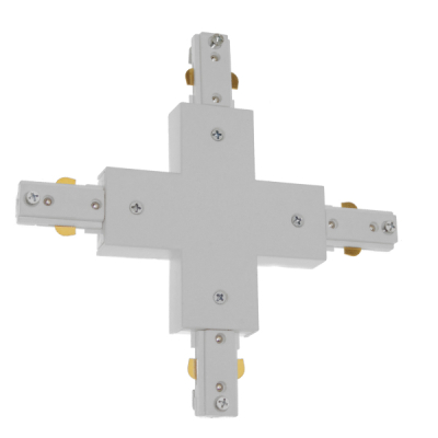 Διφασικός Connector 3 Καλωδίων Συνδεσμολογίας Cross (+) για Λευκή Ράγα Οροφής GloboStar 93135