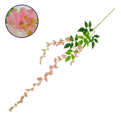 GloboStar® 09034 Τεχνητό Κρεμαστό Φυτό Διακοσμητική Γιρλάντα Μήκους 1.1 μέτρων με 3 X Κλαδιά Βιστέρια Ροζ