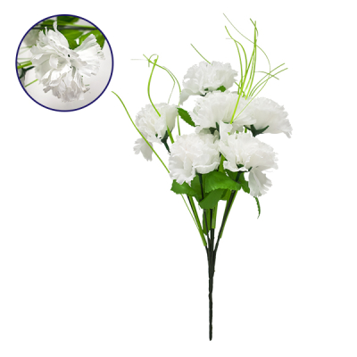 GloboStar® 09074 Τεχνητό Φυτό Διακοσμητικό Μπουκέτο Λευκό M20cm x Υ35cm Π20cm με 7 X Γαρύφαλλα