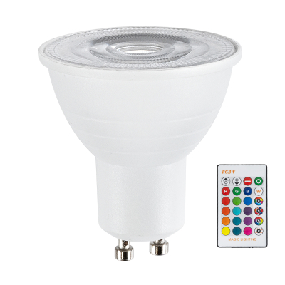 GloboStar® 76067 Λάμπα LED Σποτ GU10 6W 230V 400lm 180° με Ασύρματο Χειριστήριο RGB & Θερμό Λευκό 3000K