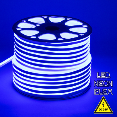 GloboStar® 70565 OVALE 120° Degree Neon Flex Epistar LED SMD 2835 1m 12W/m 120LED/m 1212lm/m 120° DC 24V Αδιάβροχη IP68 Μπλε Dimmable