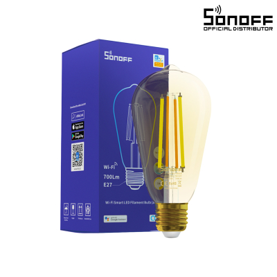 GloboStar® 80028 SONOFF B02-F-ST64-R2 - Wi-Fi Smart LED Filament Bulb E27 ST64 7W 700lm AC 220-240V CCT Change from 1800K to 5000K Dimmable
