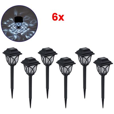 GloboStar® 85703 ΣΕΤ 6 Τεμαχίων Αυτόνομα Ηλιακά Φωτιστικά LED SMD 1W 100lm με Ενσωματωμένη Μπαταρία 600mAh - Φωτοβολταϊκό Πάνελ με Αισθητήρα Ημέρας-Νύχτας Αδιάβροχο IP65 Φανάρι Κήπου Τετράγωνο Λευκό Λευκό 6000K