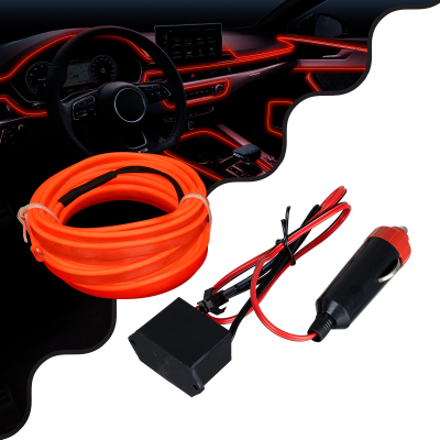 GloboStar® 82206 TUBE 360° Degree Διακοσμητική EL-Wire Neon Αυτοκινήτου Κορδόνι ΣΕΤ 3m 1W/3m 30lm/m 360° DC 12V με Βύσμα Αναπτήρα Αυτοκινήτου Αδιάβροχη IP68 Κόκκινο