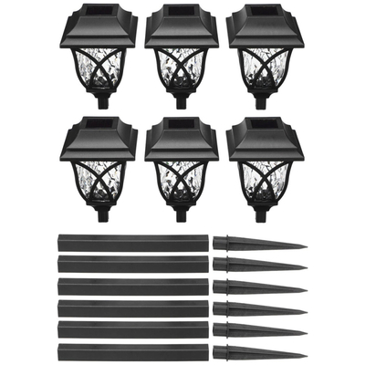 GloboStar® 85703 ΣΕΤ 6 Τεμαχίων Αυτόνομα Ηλιακά Φωτιστικά LED SMD 1W 100lm με Ενσωματωμένη Μπαταρία 600mAh - Φωτοβολταϊκό Πάνελ με Αισθητήρα Ημέρας-Νύχτας Αδιάβροχο IP65 Φανάρι Κήπου Τετράγωνο Λευκό Λευκό 6000K