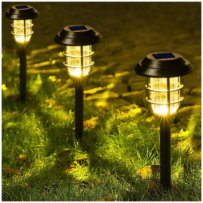 GloboStar® 85704 ΣΕΤ 6 Τεμαχίων Αυτόνομα Ηλιακά Φωτιστικά LED SMD 1W 100lm με Ενσωματωμένη Μπαταρία 250mAh - Φωτοβολταϊκό Πάνελ με Αισθητήρα Ημέρας-Νύχτας Αδιάβροχο IP65 Φανάρι Κήπου Στρογγυλό Θερμό Λευκό 3000K