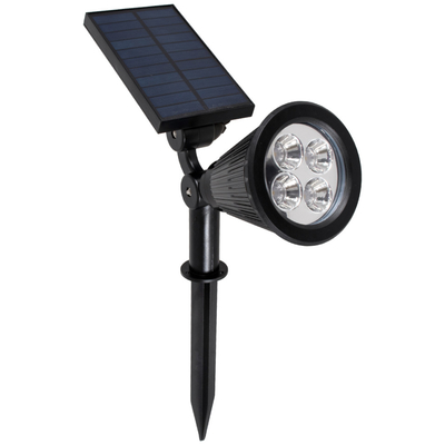 GloboStar® 85709 Μαύρο Προβολάκι Σποτ Κήπου Πλαστικό Καρφωτό LED HIGH POWER 8W 800lm με Ενσωματωμένη Μπαταρία 2200mAh - Φωτοβολταϊκό Πάνελ με Αισθητήρα Ημέρας-Νύχτας Αδιάβροχo IP67 Θερμό Λευκό 3000K