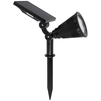 GloboStar® 85709 Μαύρο Προβολάκι Σποτ Κήπου Πλαστικό Καρφωτό LED HIGH POWER 8W 800lm με Ενσωματωμένη Μπαταρία 2200mAh - Φωτοβολταϊκό Πάνελ με Αισθητήρα Ημέρας-Νύχτας Αδιάβροχo IP67 Θερμό Λευκό 3000K