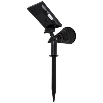 GloboStar® 85709 Μαύρο Προβολάκι Σποτ Κήπου Πλαστικό Καρφωτό LED HIGH POWER 8W 800lm με Ενσωματωμένη Μπαταρία 2200mAh - Φωτοβολταϊκό Πάνελ με Αισθητήρα Ημέρας-Νύχτας Αδιάβροχo IP67 Θερμό Λευκό 3000K
