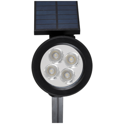 GloboStar® 85709 Μαύρο Προβολάκι Σποτ Κήπου Πλαστικό Καρφωτό LED HIGH POWER 8W 800lm με Ενσωματωμένη Μπαταρία 2200mAh - Φωτοβολταϊκό Πάνελ με Αισθητήρα Ημέρας-Νύχτας Αδιάβροχo IP67 Θερμό Λευκό 3000K