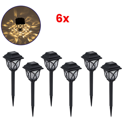 GloboStar® 85702 ΣΕΤ 6 Τεμαχίων Αυτόνομα Ηλιακά Φωτιστικά LED SMD 1W 100lm με Ενσωματωμένη Μπαταρία 600mAh - Φωτοβολταϊκό Πάνελ με Αισθητήρα Ημέρας-Νύχτας Αδιάβροχο IP65 Φανάρι Κήπου Τετράγωνο Θερμό Λευκό 3000K