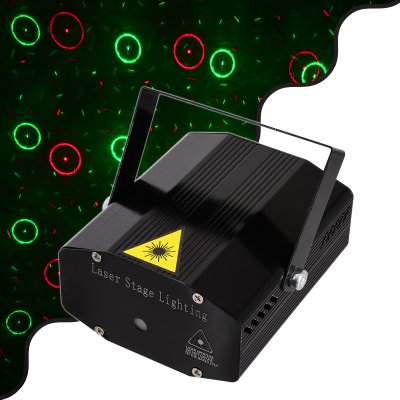 GloboStar® 85819 Διακοσμητικό Φωτιστικό Ειδικών Εφέ CIRCLES DOT 3D LASER 30W AC 230V - με Διακόπτη On/Off - Sound Activated - Πρίζα Schuko IP20 Κόκκινο & Πράσινο