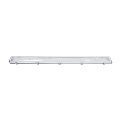GloboStar® 90613 120cm Tri-Proof Πλαστικό PC Σκαφάκι με Μεταλλικά Clips για 2 x Λάμπες T8 Τύπου Φθορίου LED Τροφοδοσίας Ενός Άκρου Αδιάβροχο IP65