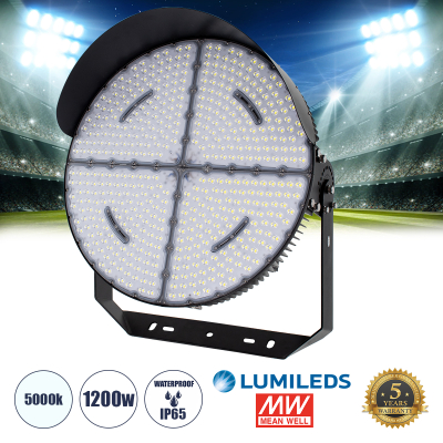 GloboStar® CYCLOP 90108 LED Προβολέας Γηπέδου 1200W 192000LM 60° AC 100-277V IP65 - Ψυχρό Λευκό 5000K - MeanWell Driver & LumiLEDs Chip - 5 Years Warranty
