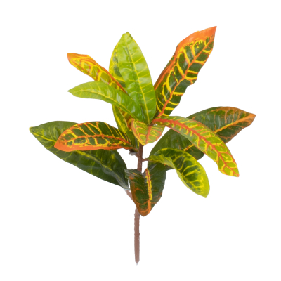 GloboStar® MIXED CROTON 78235 Τεχνητό Φυτό Κρότωνας Μιξ - Μπουκέτο Διακοσμητικών Φυτών - Κλαδιών με Φύλλωμα Πράσινο - Πορτοκαλί - Κίτρινο Υ35cm