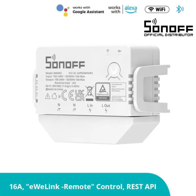 GloboStar® 80031 SONOFF MINIR3 - Wi-Fi Smart Switch 16A/3500W