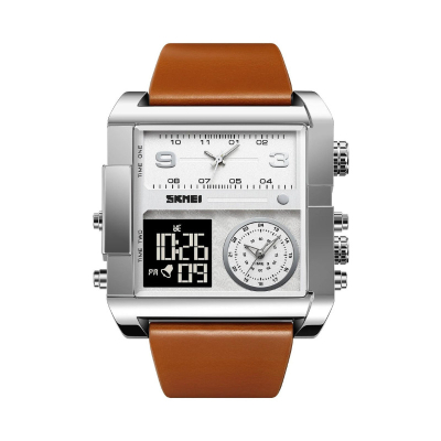 Ψηφιακό/αναλογικό ρολόι χειρός – Skmei - 2020 - Brown/Silver