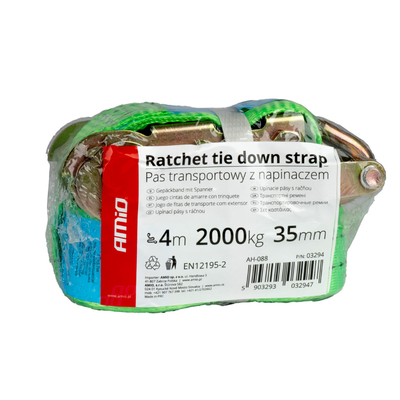 ΙΜΑΝΤΑΣ ΔΕΣΙΜΑΤΟΣ ΜΕ ΚΑΣΤΑΝΙΑ ΚΑΙ ΓΑΝΤΖΟΥΣ 3.5cm x 4m 2000kg ΠΡΑΣΙΝΟ ΑΜΙΟ - 1 τεμ.