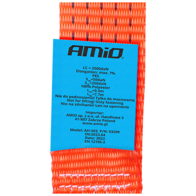 ΙΜΑΝΤΑΣ ΔΕΣΙΜΑΤΟΣ ΜΕ ΚΑΣΤΑΝΙΑ ΚΑΙ ΜΕΤΑΛΛΙΚΟΥΣ ΓΑΝΤΖΟΥΣ 8m/50mm 5000kg ΚΟΚΚΙΝΟ ΑΜΙΟ - 1 τεμ.