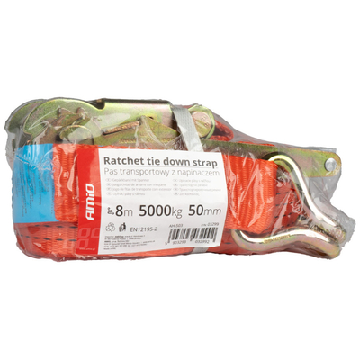 ΙΜΑΝΤΑΣ ΔΕΣΙΜΑΤΟΣ ΜΕ ΚΑΣΤΑΝΙΑ ΚΑΙ ΜΕΤΑΛΛΙΚΟΥΣ ΓΑΝΤΖΟΥΣ 8m/50mm 5000kg ΚΟΚΚΙΝΟ ΑΜΙΟ - 1 τεμ.