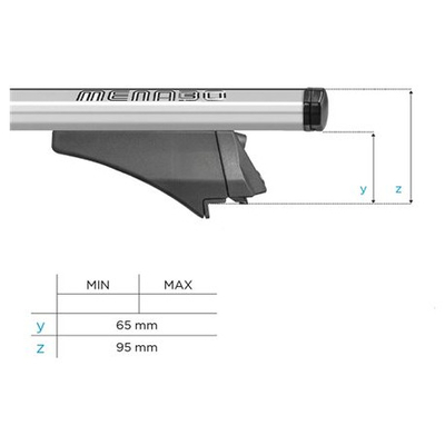 ΜΠΑΡΕΣ ΟΡΟΦΗΣ ΑΛΟΥΜΙΝΙΟΥ BLADE M SILVER 118cm ΜΕ ΑΚΡΑ ALFA HIGH ΓΙΑ FLUSH / STANDARD RAILS MENABO - 2 ΤΕΜ.