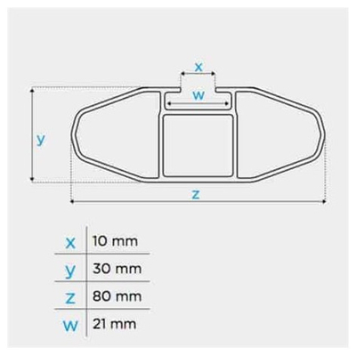 ΜΠΑΡΕΣ ΟΡΟΦΗΣ ΑΛΟΥΜΙΝΙΟΥ BLADE M SILVER 118cm ΜΕ ΑΚΡΑ ALFA HIGH ΓΙΑ FLUSH / STANDARD RAILS MENABO - 2 ΤΕΜ.