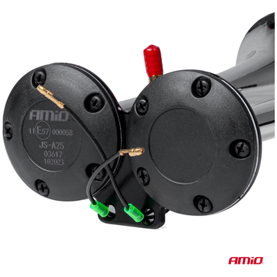 ΚΟΡΝΑ ΠΝΕΥΜΑΤΙΚΗ 12/24V 118db ΔΙΠΛΗ 2 ΤΟΝΩΝ ΧΡΩΜΙΟ ΑΜΙΟ - 1 ΤΕΜ.