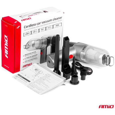 ΗΛΕΚΤΡΙΚΟ ΣΚΟΥΠΑΚΙ ΧΕΙΡΟΣ ΑΣΥΡΜΑΤΟ 70W ΜΕ 6 ΑΚΡΟΦΥΣΙΑ ΚΑΘΑΡΙΣΜΟΥ ΚΑΙ ΚΑΛΩΔΙΟ USB-C  AMIO - 1 Τεμ.