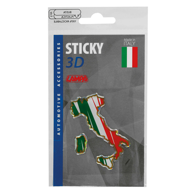 ΑΥΤΟΚΟΛΛΗΤΟ ΣΗΜΑ 3D ΣΗΜΑΙΑ ΙΤΑΛΙΑΣ ΜΠΟΤΑ 35x66mm LAMPA -  1 Τεμ.