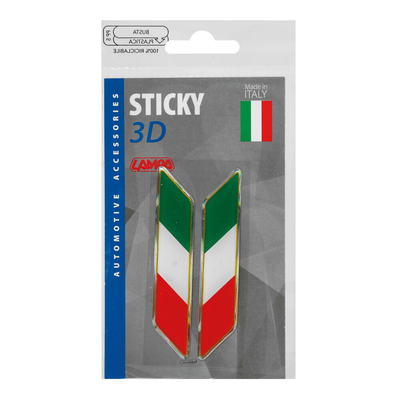 ΑΥΤΟΚΟΛΛΗΤΟ ΣΗΜΑ 3D ΣΗΜΑΙΑ ΙΤΑΛΙΑΣ ΔΙΑΓΩΝΙΑ 88x16mm LAMPA - 2 Τεμ.
