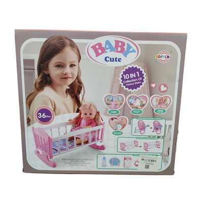 Κούκλα μωρό με κρεβατάκι και αξεσουάρ φροντίδας - L010-13 - 345343