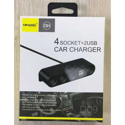 Πολύπριζο φόρτισης αναπτήρα αυτοκινήτου με 4 παροχές - 2 Θύρες USB - D09 - 428090