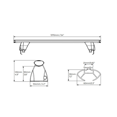 ΜΠΑΡΕΣ ΟΡΟΦΗΣ ΑΛΟΥΜΙΝΙΟΥ ΜΕ ΑΚΡΑ OE TESLA MODEL Y ΜΕ ΚΛΕΙΔΑΡΙΑ 137cm MENABO - 2ΤΕΜ.