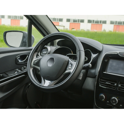 ΚΑΛΥΜΜΑ ΤΙΜΟΝΙΟΥ RACING PREMIUM BLACK (Μ) 37/39cm ΣΥΝΘΕΤΙΚΟ ΔΕΡΜΑ SKEENTEX ΜΑΥΡΟ/CARBON LOOK LAMPA  - 1 ΤΕΜ.