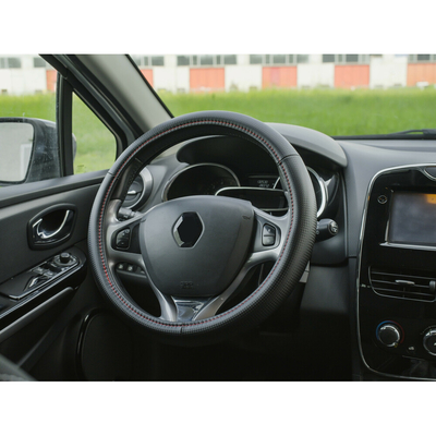 ΚΑΛΥΜΜΑ ΤΙΜΟΝΙΟΥ RACING PREMIUM RED (S) 35/37cm ΣΥΝΘΕΤΙΚΟ ΔΕΡΜΑ SKEENTEX ΜΑΥΡΟ/ΚΟΚΚΙΝΟ/CARBON LOOK LAMPA  - 1 ΤΕΜ.