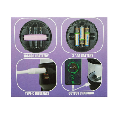 Επαναφορτιζόμενο φαναράκι LED με φωτορυθμικό - HW978W - 374431