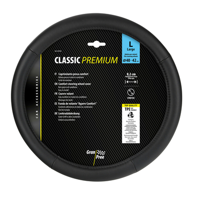 ΚΑΛΥΜΜΑ ΤΙΜΟΝΙΟΥ 40-42CM ΔΕΡΜΑ SKEENTEX ΜΑΥΡΟ CLASSIC PREMIUM GRAN PREE LAMPA - 1 ΤΕΜ.