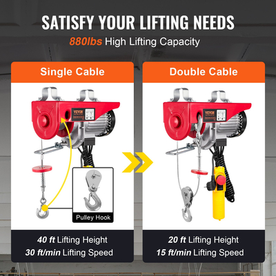 Βαρούλκο γερανού ηλεκτρικού ανυψωτικού VEVOR 1760 λίβρες με ενσύρματο τηλεχειριστήριο 14 ποδιών 230 V | VEVOR GR