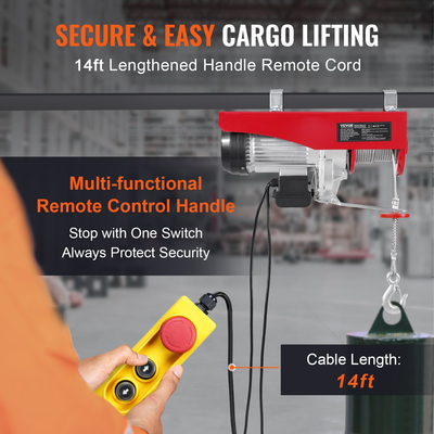 Βαρούλκο γερανού ηλεκτρικού ανυψωτικού VEVOR 2640 λίβρες με ενσύρματο τηλεχειριστήριο 14 ποδιών 230 V | VEVOR GR